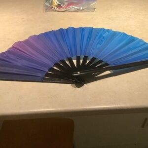 Large Daftboy Custom Ombré Thwoop Fan  in shades of Blue & Purple